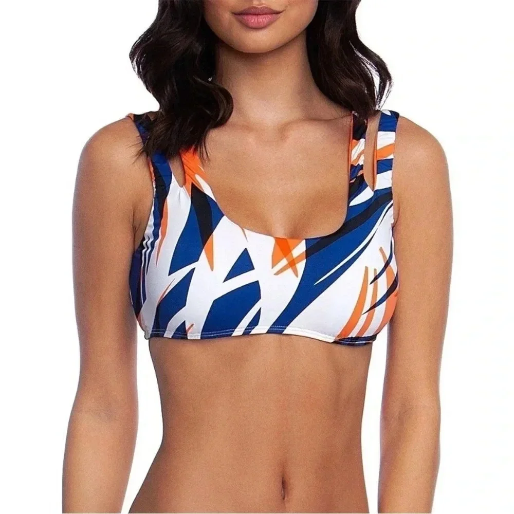 The bikini lab orange blue printed bikini top